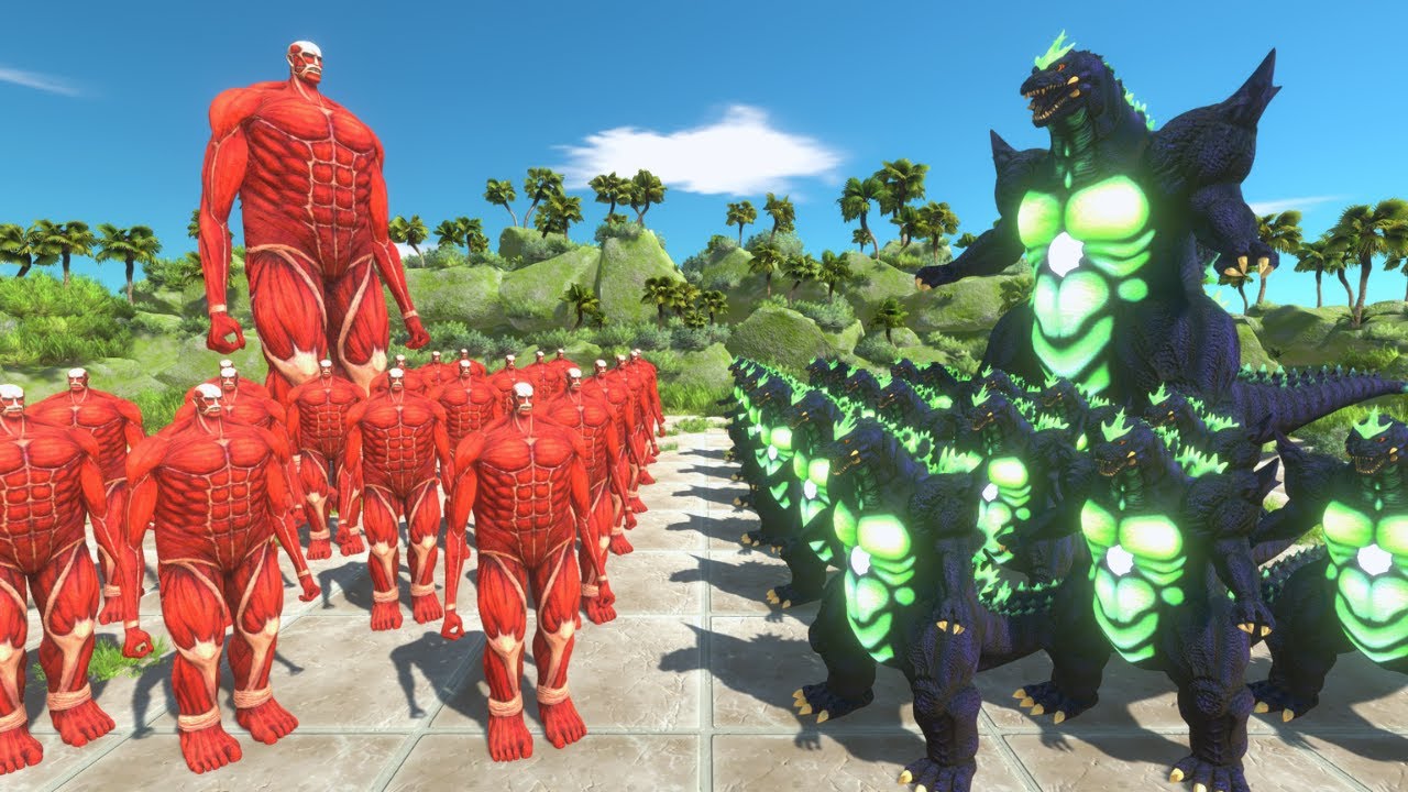 Super Godzilla Team Vs Colossal Titan Team - Animal Revolt Battle Simulator