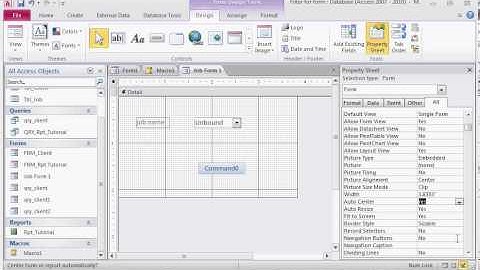 Microsoft Access: Properties for Forms