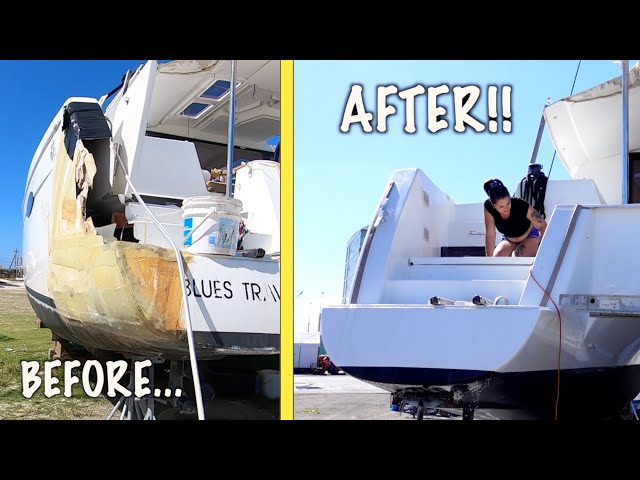 HOW WE TRANSFORMED OUR SALVAGE BOAT TRANSOM! - Episode 103 class=