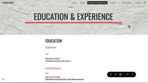 Google Sites: Creating an Education and Experience Page