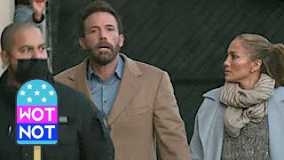 Ben Affleck Shakes His Head As He & JLo Arrive Hand In Hand At Kimmel