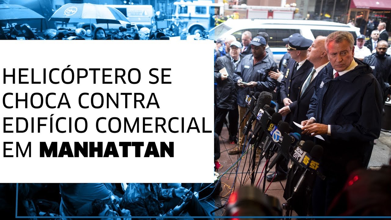 Helicóptero se choca contra edifício comercial em Manhattan