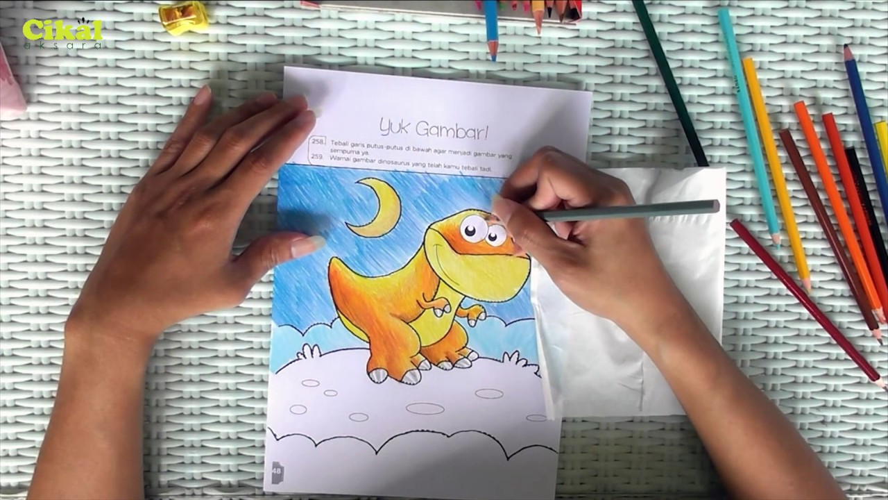 Tutorial Mewarnai Dinosaurus dengan Pensil Warna - YouTube