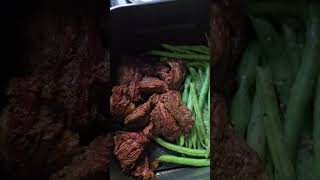 green beans and steak bites in the air fryer
