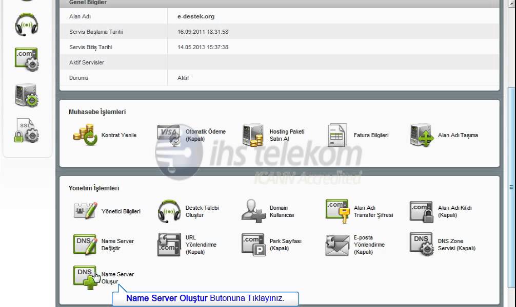 Alan Adi Ozel Name Server Olusturma Ihs Telekom Youtube