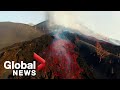 La Palma volcano: Drone video shows new land formed by lava that reached sea