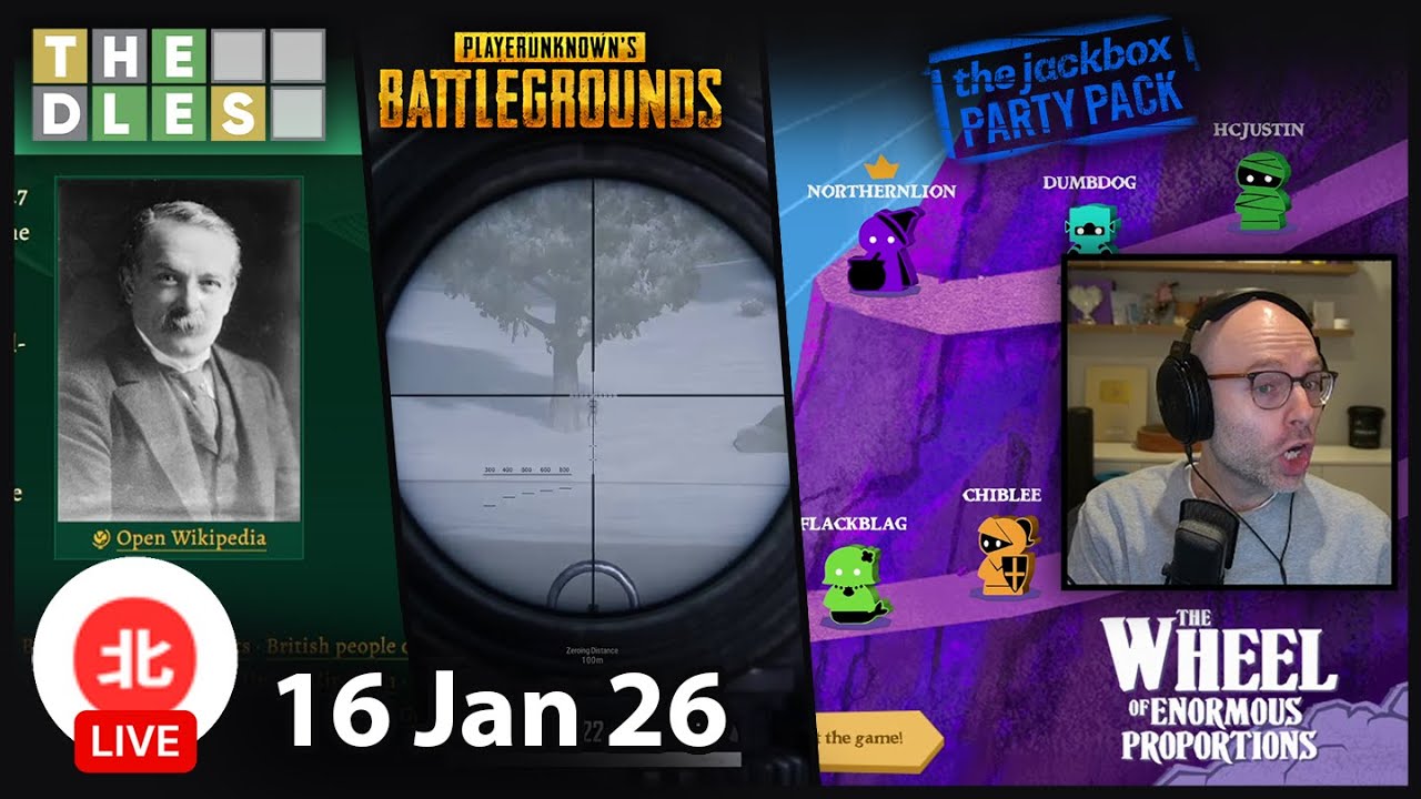 THE DLES / PUBG: Battlegrounds / Jackbox Party Pack - 16 Jan 2026 - Unofficial Northernlion VOD
