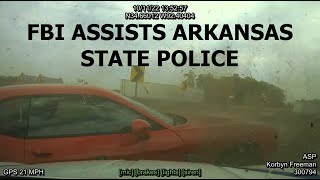 FBI teams up with ARKANSAS STATE POLICE on pursuit and PIT of fleeing Challenger with expired tags