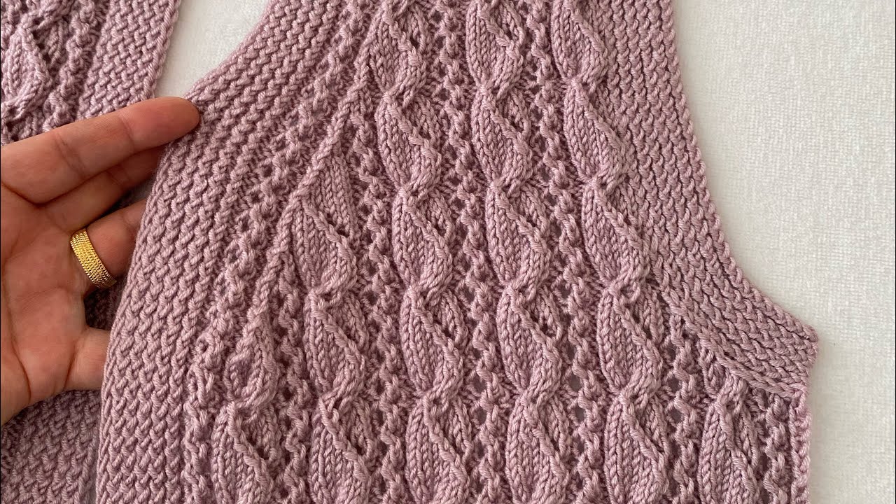 46/48Beden Yelek Koltuk ve Yaka Çalışması Detaylı İçerikli Knittig  Crochet