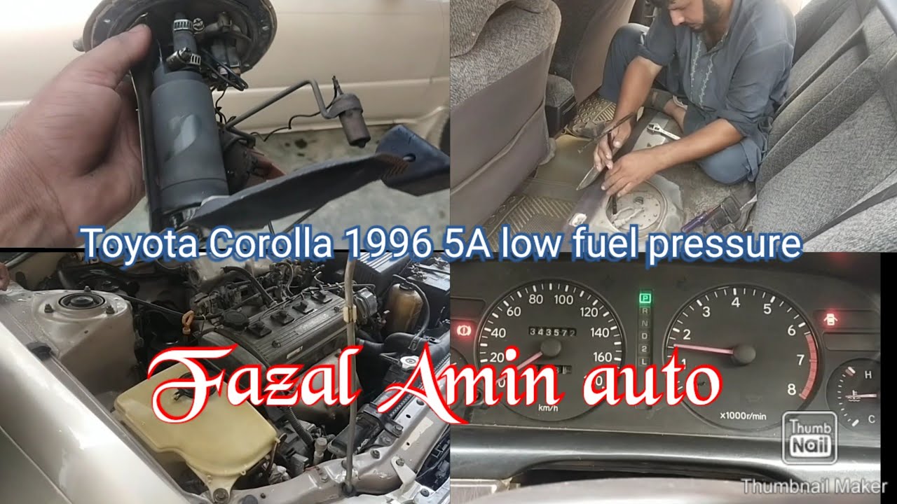 Toyota Corolla 1996 5A low fuel pressure, - YouTube