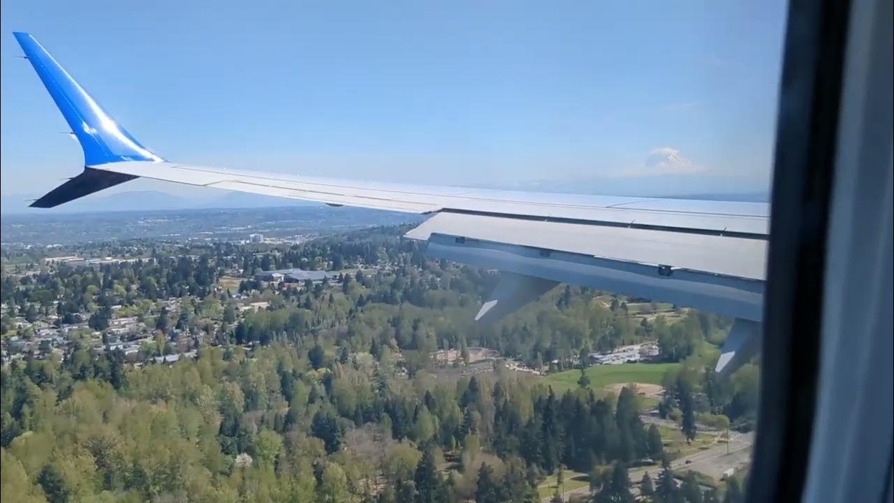 EWR to SEA UA1066 737 Max landing with great Rainier views! YouTube
