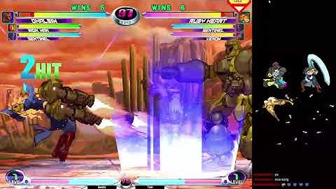 MvC2 Dhalsim 75% drones rushdown, mixup, into unfly combo sequence