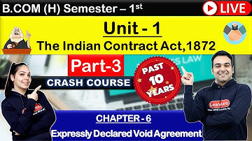 Expressly Declared Void Agreement Part 3 B.COM(H) Sem. 1 | Indian Contract Act 1872 | Business Laws