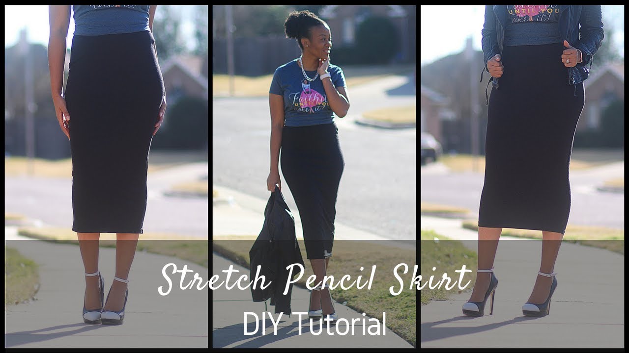 C Very easy stretchy pencil skirt tutorial can be worn long or short   Diy skirt Pencil skirt tutorial Sewing skirts