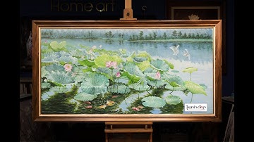 Tranh Sơn Dầu Hoa Sen Làng Quê Việt Nam Đẹp - Tranh Treo Phòng Khách