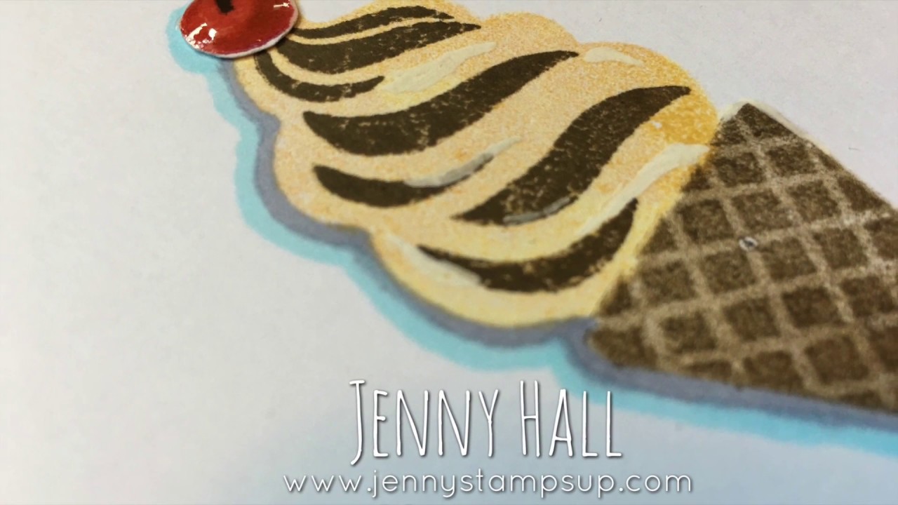 Cool Treats ice cream card using Stampin Up products with Jenny Hall