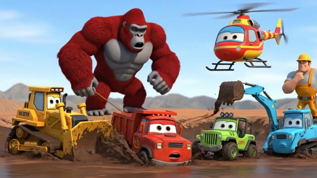 Construction Crew's EPIC Jungle Adventure! 🚜 🦍 Overcoming Obstacles with Dozer & Friends  3D Anima