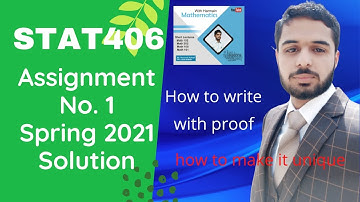STA406 Assignment 1 Solution spring 2021 || Stat406 Assignment 1 Solution spring 2021 | VU.
