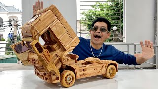 Vietnamese carpenter has made Mercedes‑Benz Actros Trucks to welcome New Year 2023 - Woodworking Art