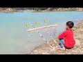 Amazing Unique Hook Fishing Technique Form Pond Village Boy Hunting Big Fish By Hook in Pond