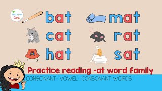 PRACTICE READING CVC WORDS | AT Word Family | Learn How To Read | Reading 3Letter Words