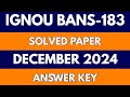 BANS 183 December 2024 Solved Paper | Tourism Anthropology | IGNOU BANS 183 DEC 2024