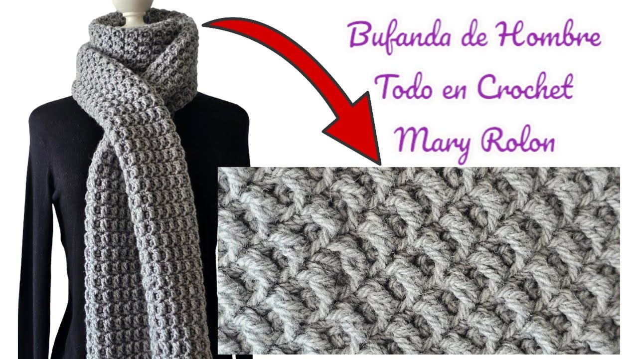 😍 BONITO PATRON a crochet TEJER LINDA BUFANDA para HOMBRE paso a paso  fácil y rápido 