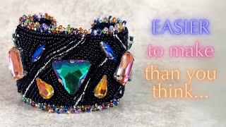 Crystal Cuff Bracelet | Easy bead embroidery tutorial