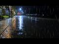 Light Rain Drizzle on Empty Street at Midnight | No Thunder, Pure Rain White Noise