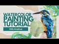 Watercolor Kingfisher Bird painting | Easy bird painting for beginners #watercolorforbeginners #art