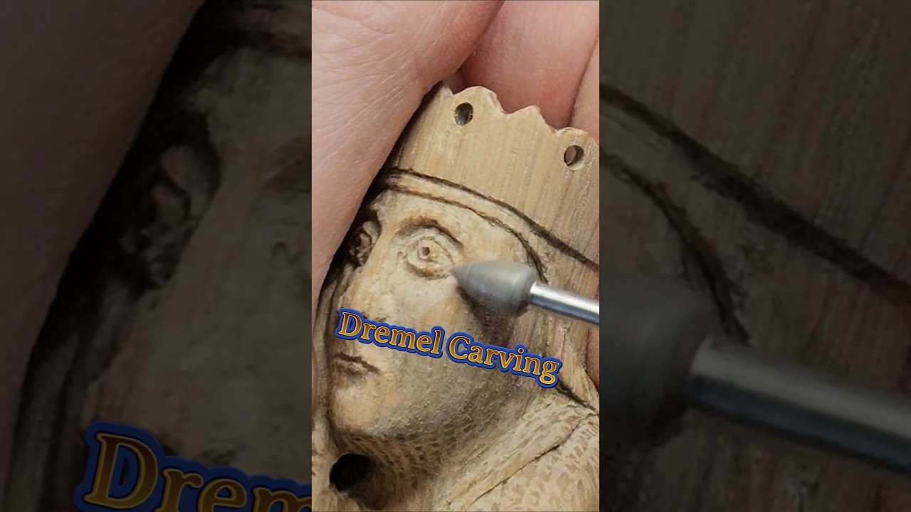Dremel carving the Lewis Chessmen  #dremelwoodcarving #dremel #woodworking #Chessmen