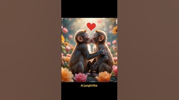 "Monkey Kiss in Flower Garden 🌸🐒 | Cute & Funny AI Animal Shorts"