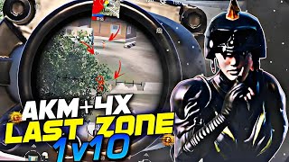 AKM WITH 4X IS CRAZY !! 🤯 [LAST ZONE 1V10 IN POCHINKI] | BGMI