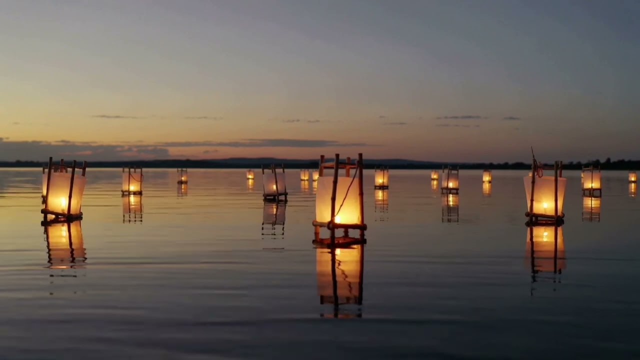 Floating Lanterns at Dusk | Calm Background Video for Relaxation