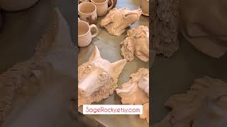 Clay Dog Head Sculpture Wall Art #dogs #sculpture #pottery #ceramics #glazing #animalartist