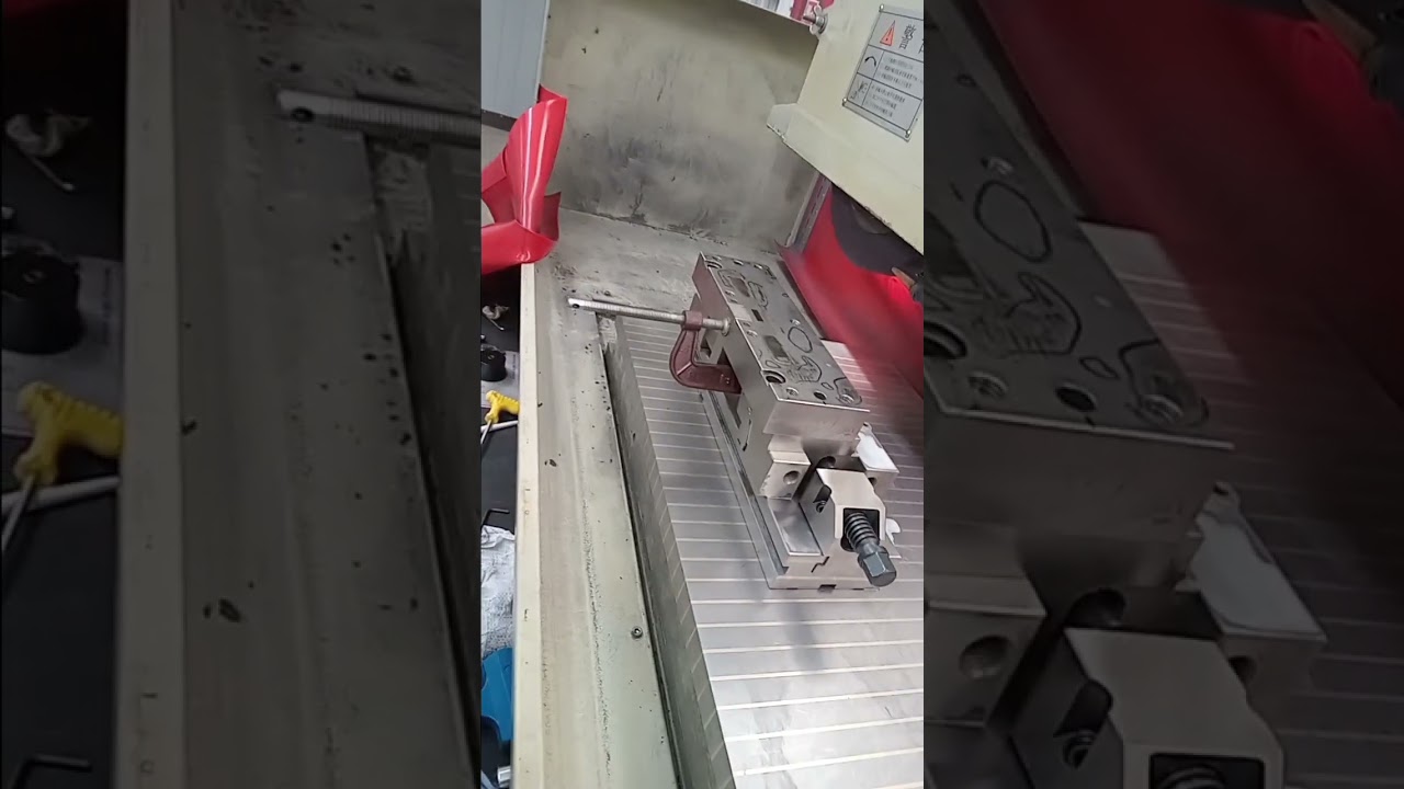 Grinding a pack of parts on the surface grinder.