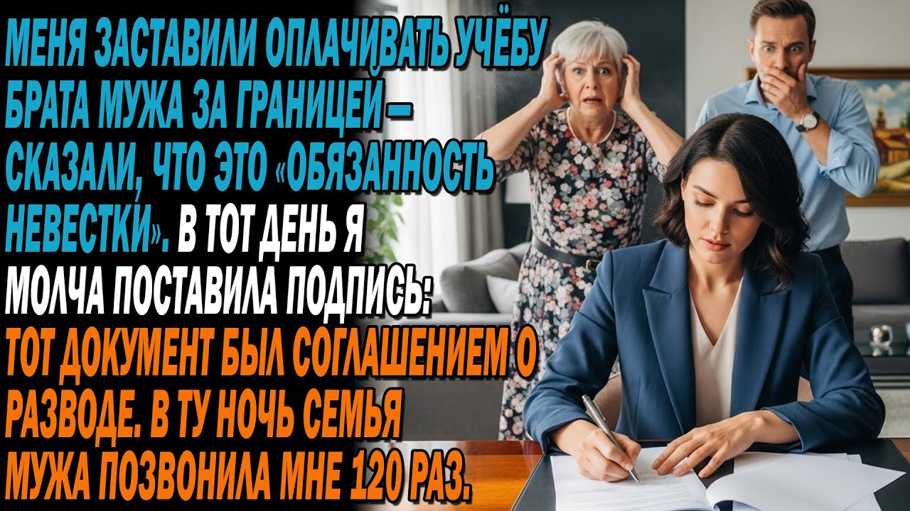 💔Меня заставили платить за учёбу золовки💸— «обязанность невестки». ✍️Я подписала: это был развод
