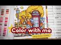 😻Color with me: Cozy Europe Cute Colouring Book by Jade Summer Alcohol markers Detective Fox