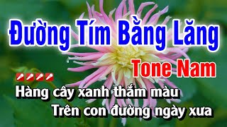 Karaoke Đường Tím Bằng Lăng Tone Nam Nhạc Sống | Hoàng Luân