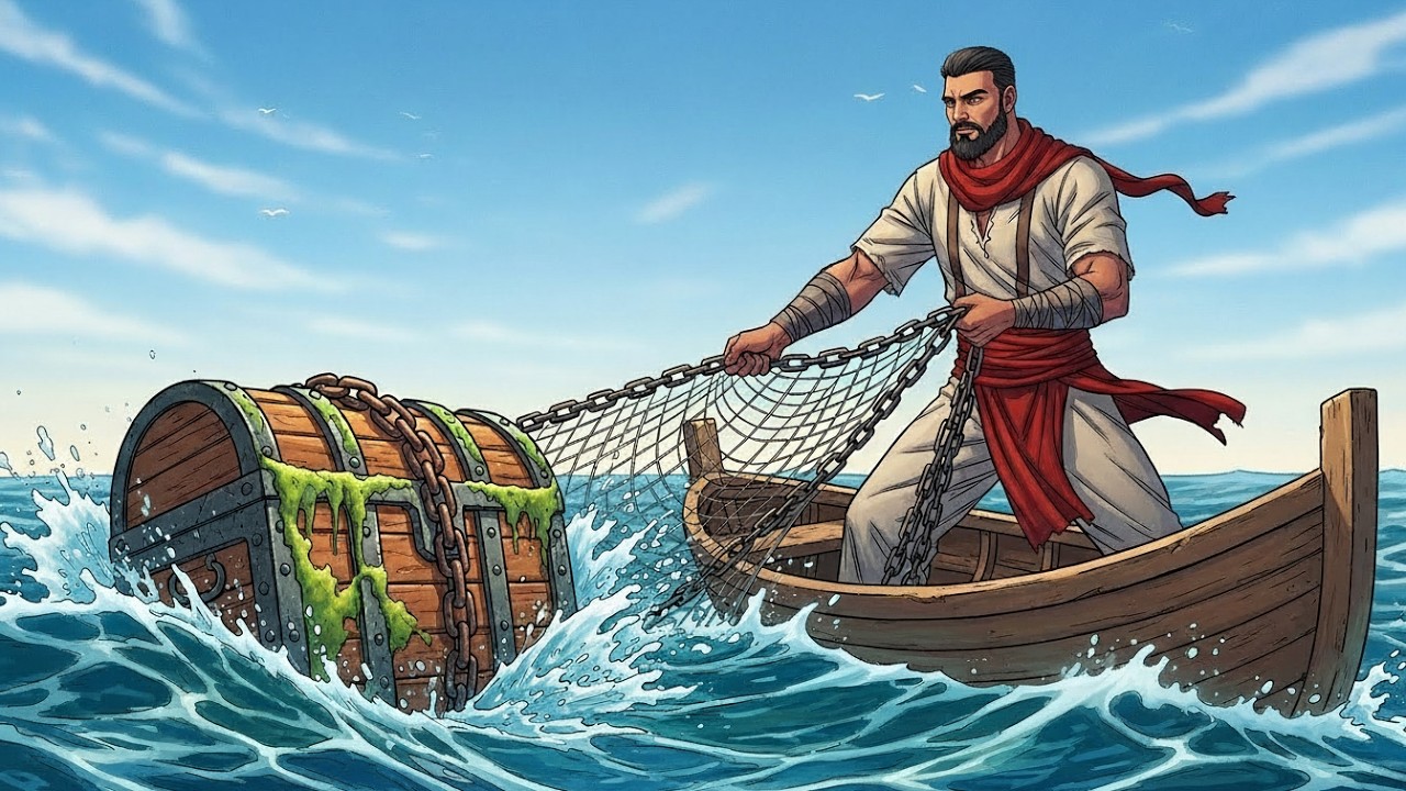 💥 قصة الصياد الفقير وأولاده السبعة وحارس الكنز الذي جعله وزير!!