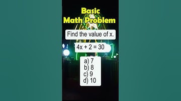 4x + 2 = 30a) 7   b) 8   c) 9   d) 10 #quizchallenge #civilserciveexam2024 #basicmath #NAPOLCOM
