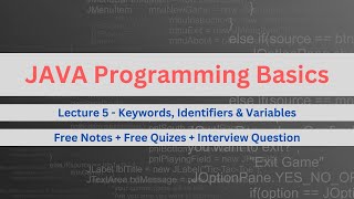 Java Tutorial : Keywords, Identifiers & Variables with Notes | Lecture 5 | complete Placement course