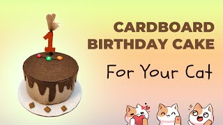 Carboard birthday cake for your cat | DIY Cat toy