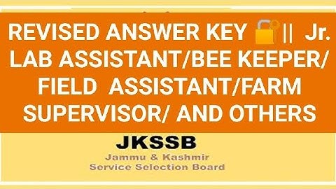 REVISED ANSWER KEY 🔐 JR. LAB ASSISTANT/ BEE KEEPER/ FIELD ASSISTANT/ FARM SUPERVISOR/ AND OTHERS