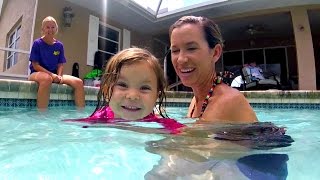 JUMPING ON TRAMPOLINE, SWIMMING IN POOL, TOO MANY TOYS!