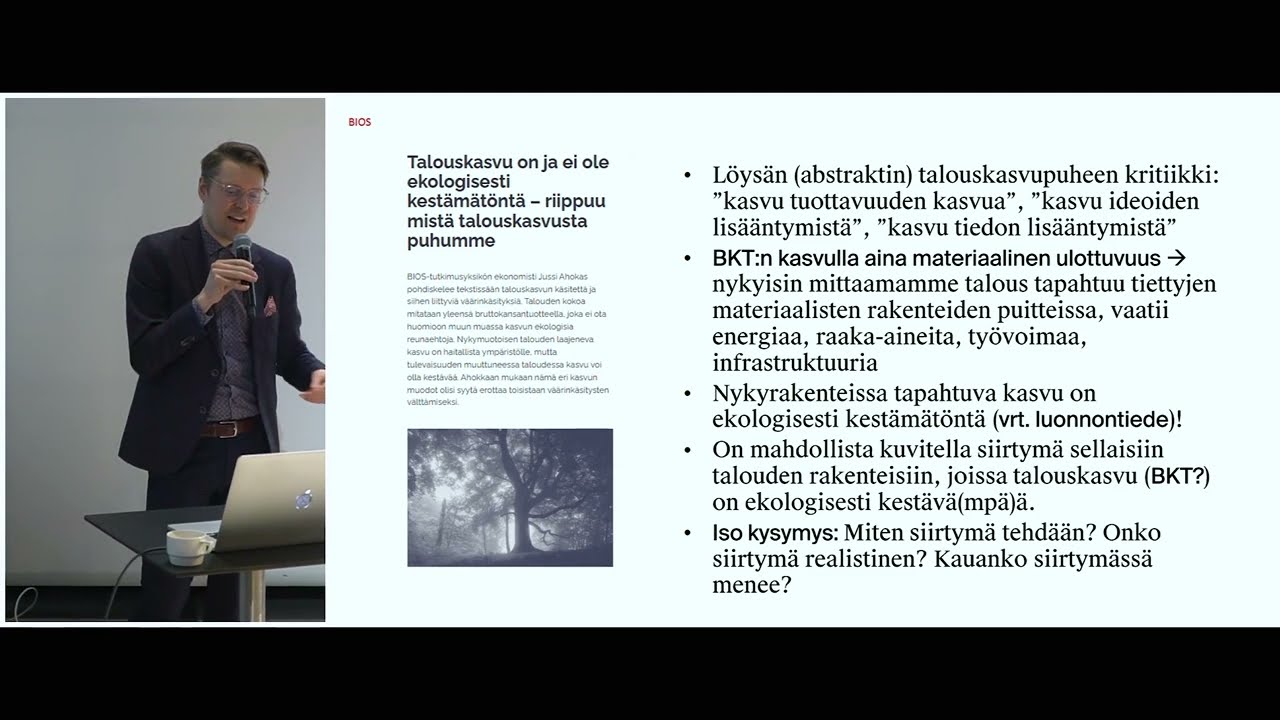 Jussi Ahokas ja Saara Tamminen - Millainen talouskasvu on ekologisesti kestävää?