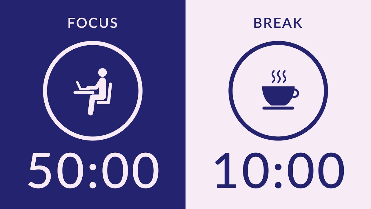 50/10 Pomodoro Timer with Brown Noise 🎧 4-Hour Study with Me for Deep Focus & ADHD ✨