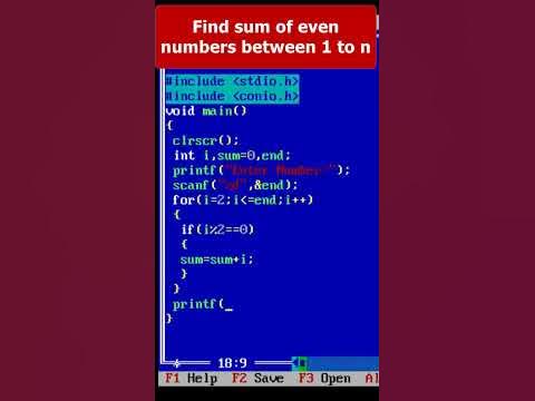 Find sum of even numbers between 1 to n in C Program Part 55 |C ...