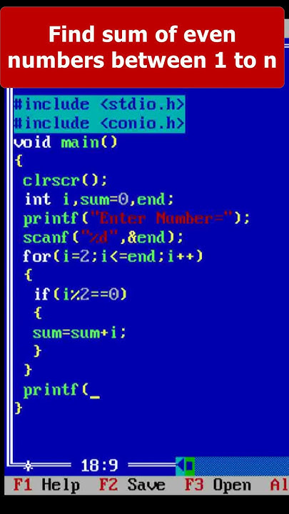 Find sum of even numbers between 1 to n in C Program Part 55 |C ...