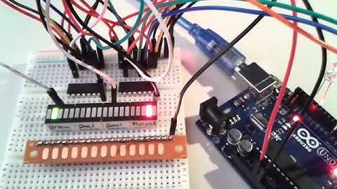 Arduino trail set 2x shift register 74HC595 met ledbar